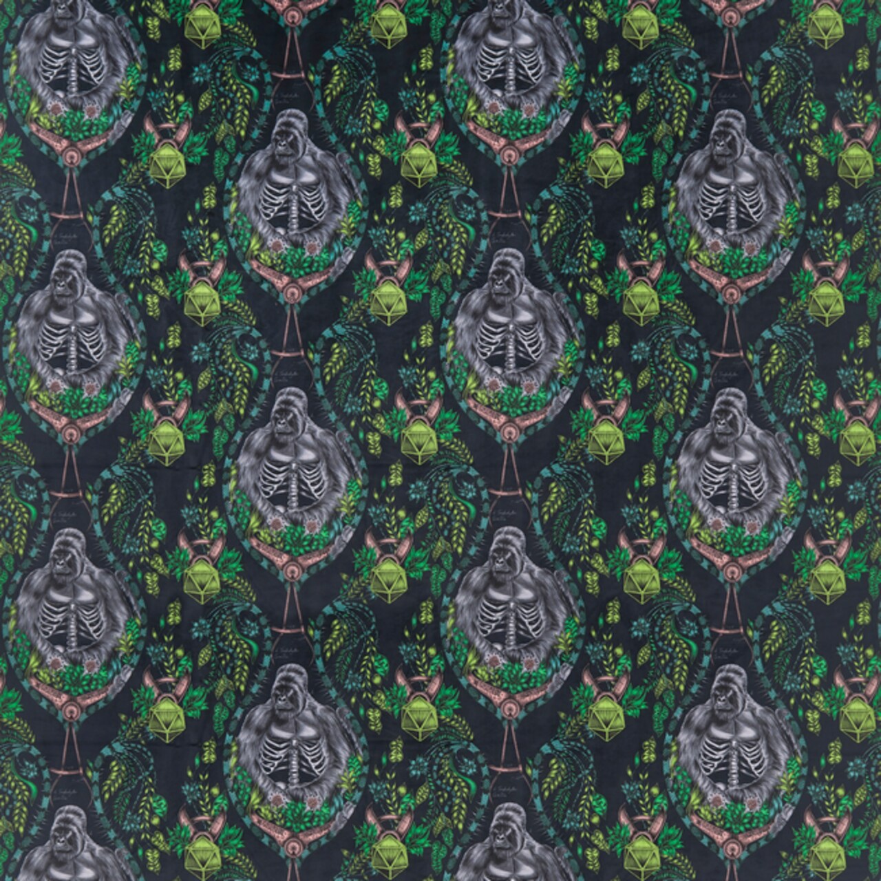 1 Yard Charcoal Silverback Velvet Polyester Animal Insect Fabric 55 inch Width
